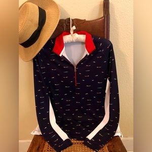 Fairway & Greene Navy and Red Quarter-Zip Top